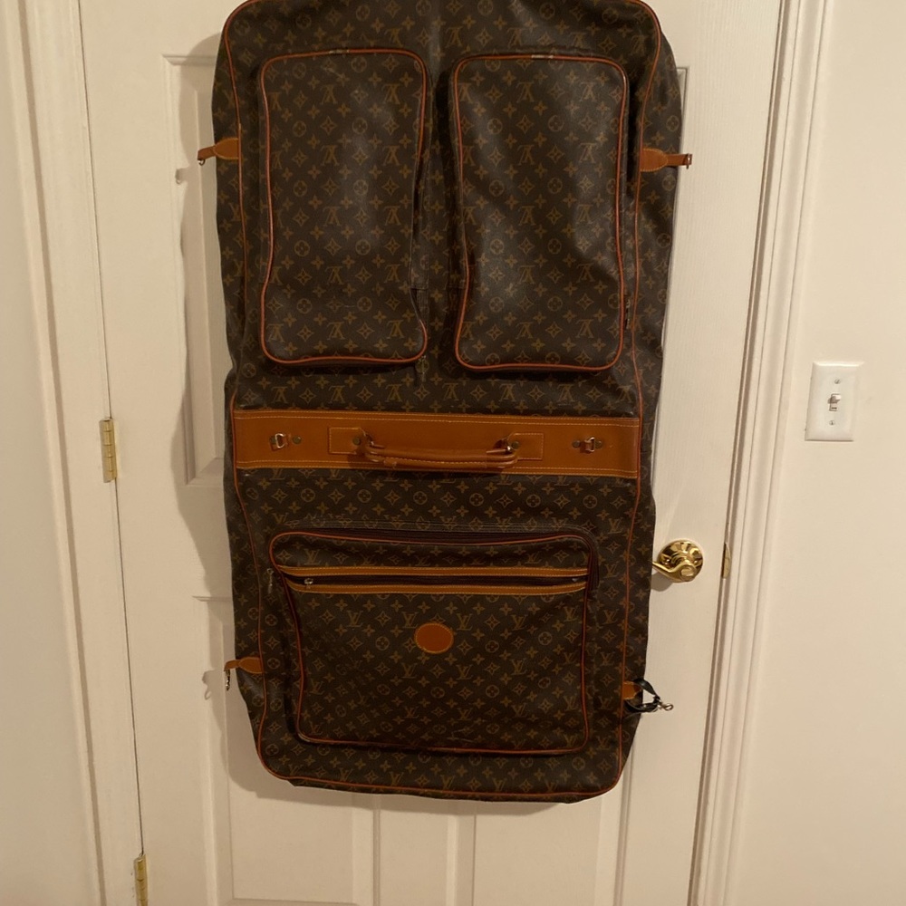 Louis Vuitton Vintage Iconic LV Logo Monogram Fold over Large Garment Bag RARE